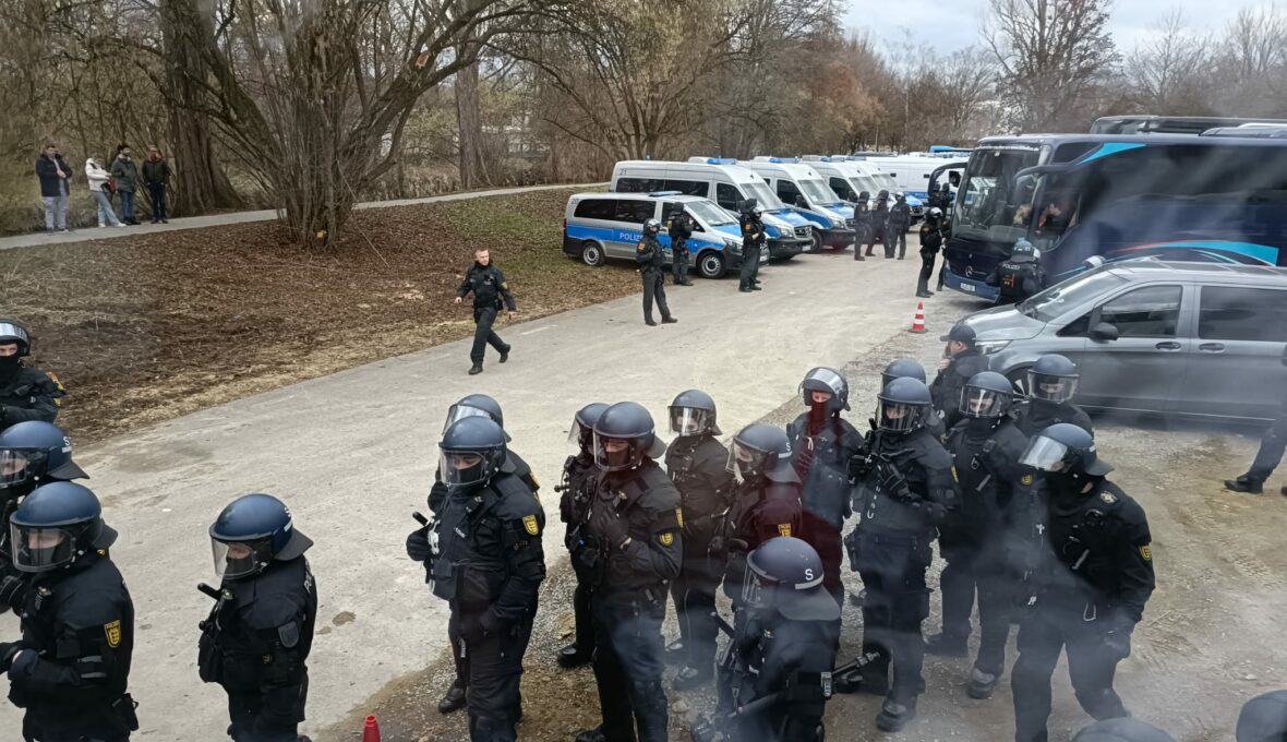 Polizeiaufgebot in Waiblingen bei Stuttgart.