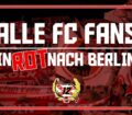 "Alle FC Fans in Rot nach Berlin"-Flyer.